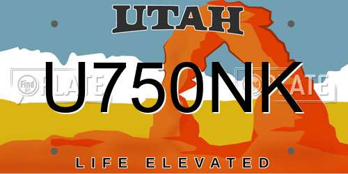 U750NK Utah License Plate
