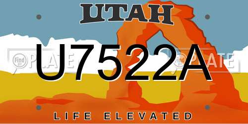 U7522A Utah License Plate
