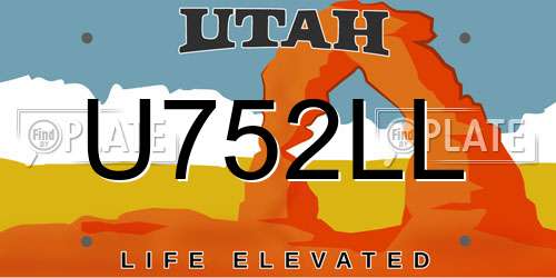 U752LL Utah License Plate