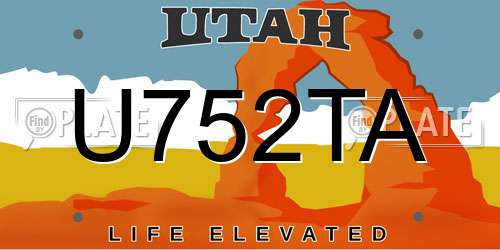 U752TA Utah License Plate