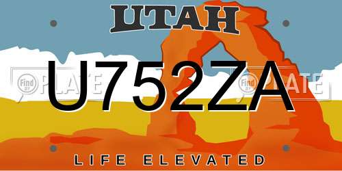U752ZA Utah License Plate
