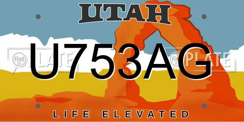 U753AG Utah License Plate