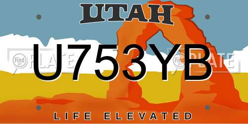 U753YB Utah License Plate
