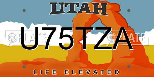 U75TZA Utah License Plate