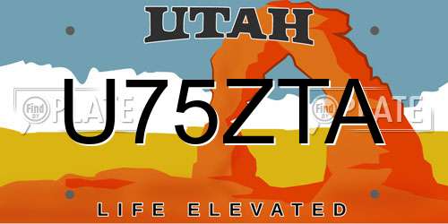 U75ZTA Utah License Plate