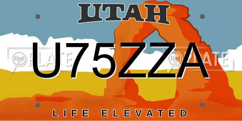 U75ZZA Utah License Plate