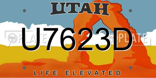 U7623D Utah License Plate