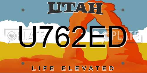 U762ED Utah License Plate