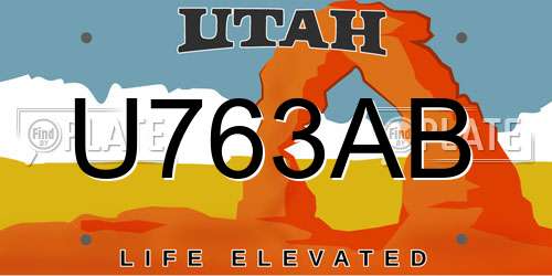 U763AB Utah License Plate
