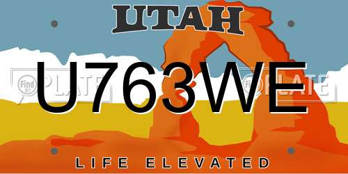 U763WE Utah License Plate