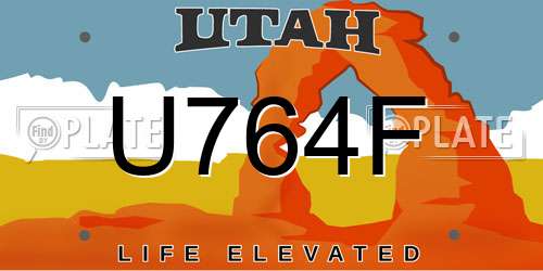 U764F Utah License Plate