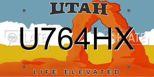 U764HX Utah License Plate