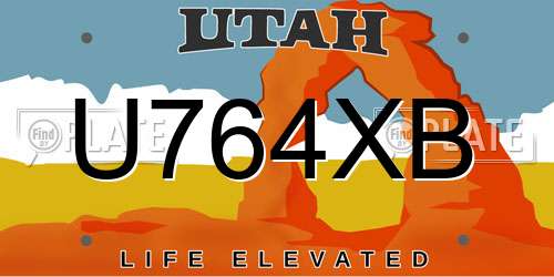 U764XB Utah License Plate