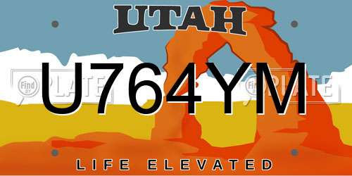 U764YM Utah License Plate