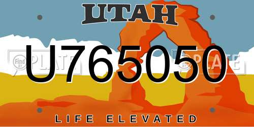 U765050 Utah License Plate