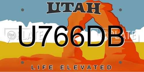 U766DB Utah License Plate