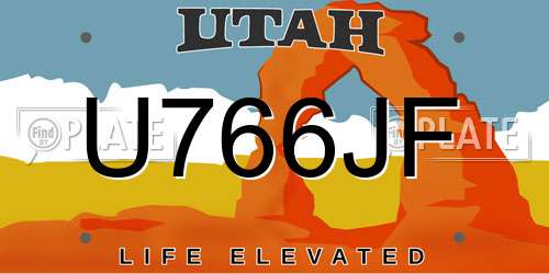U766JF Utah License Plate