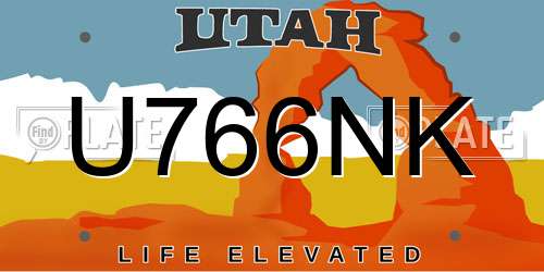 U766NK Utah License Plate