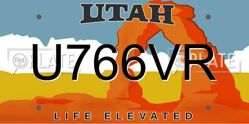 U766VR Utah License Plate