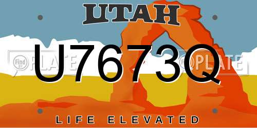 U7673Q Utah License Plate