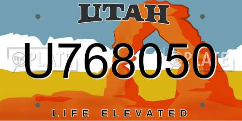 U768050 Utah License Plate