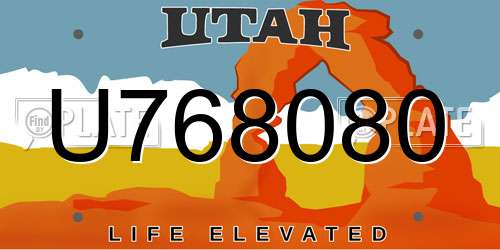 U768080 Utah License Plate