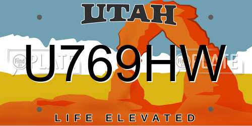 U769HW Utah License Plate