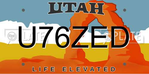 U76ZED Utah License Plate