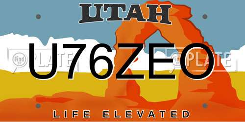 U76ZEO Utah License Plate