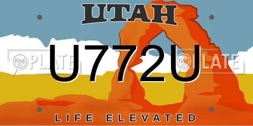 U772U Utah License Plate