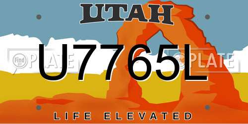 U7765L Utah License Plate