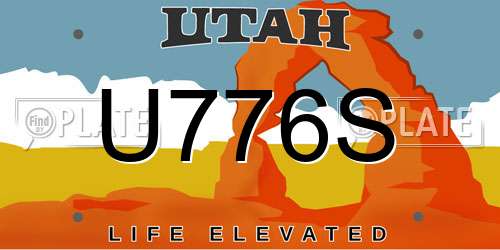 U776S Utah License Plate