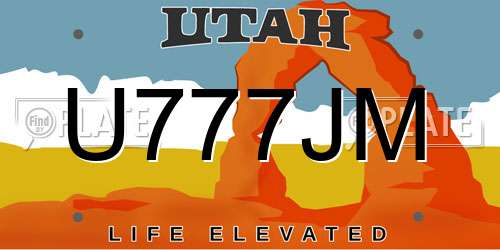 U777JM Utah License Plate