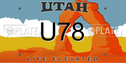 U78 Utah License Plate