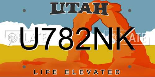 U782NK Utah License Plate