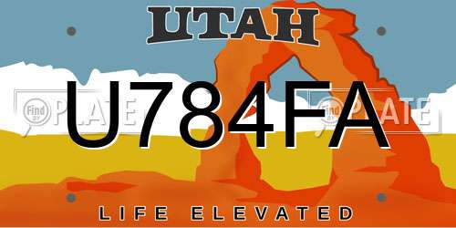 U784FA Utah License Plate
