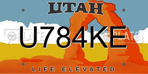 U784KE Utah License Plate