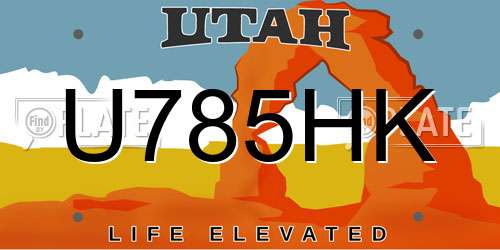 U785HK Utah License Plate