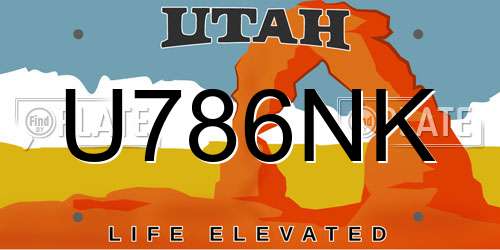 U786NK Utah License Plate
