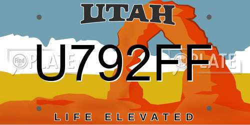 U792FF Utah License Plate