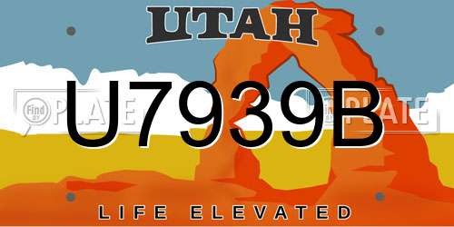 U7939B Utah License Plate