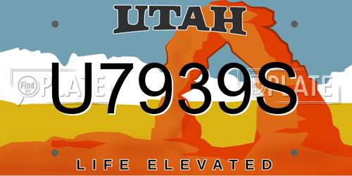U7939S Utah License Plate
