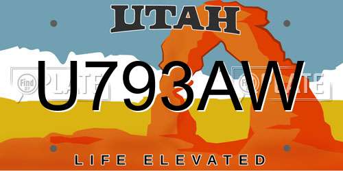 U793AW Utah License Plate
