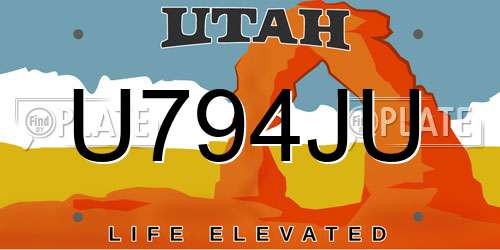 U794JU Utah License Plate