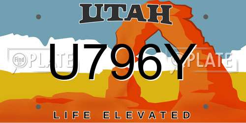 U796Y Utah License Plate