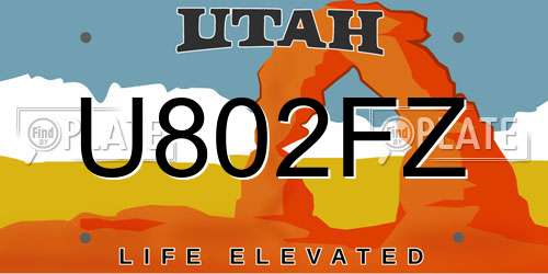 U802FZ Utah License Plate