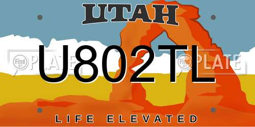 U802TL Utah License Plate