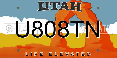 U808TN Utah License Plate