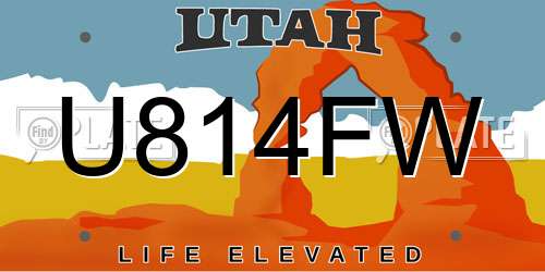 U814FW Utah License Plate