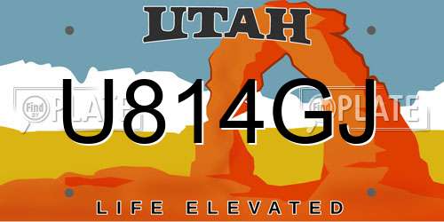 U814GJ Utah License Plate